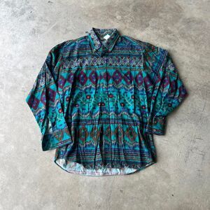 Panhandle Slim Green Western cowboy Button Up Mens size L 90s